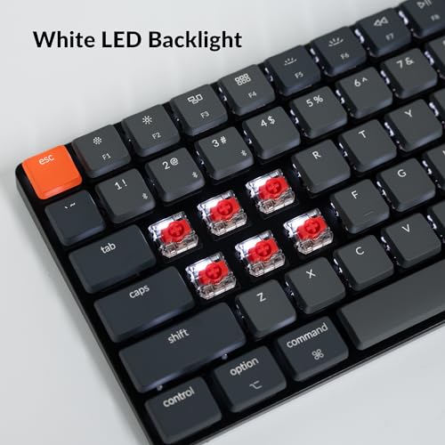 Keychron K3 Version 2, 84 Keys Ultra-Slim Wireless Bluetooth/USB Wired Mechanical Keyboard with White LED Backlit, Low-Profile Keychron Mechanical Red Switch Compatible with Mac Windows - color: Keychron Red Switch