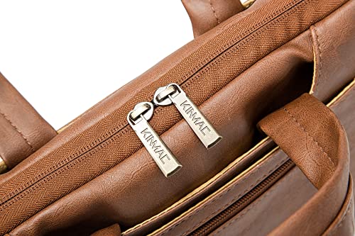 Kinmac 360° Protective Waterproof PU Leather Laptop Shoulder Messenger Sleeve Briefcase case Bag (13 inch-14 inch, Coffee PU) - color: Coffee Pu, size: 13 inch-14 inch