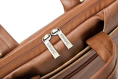 Kinmac Coffee Pu 360° Protective Water-Resistant Canvas Laptop shoulder Messenger Sleeve Briefcase case Bag For MacBook Pro 16 inch,LG Gram 16 inch and 15 inch-15.6 inch Laptop - color: Coffee Pu, size: 15 inch-16 inch