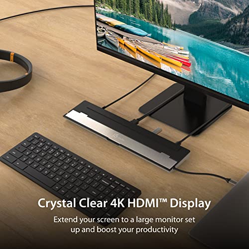 j5create USB-C 4K HDMI Docking Station (9-in-1), 4K HDMI, 5Gbps USB-A x3, Card Reader, PD 100W, Gigabit Ethernet, Combo Audio Jack, for MacBook, and Windows USB-C Laptop (JCD533)