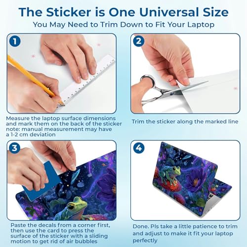 Reusable Universal Laptop Skin Sticker, Cut to Fit for 11.6–15.6 Inch Laptops, Waterproof Protective Film, No-Residue - Cosmie Garden Frog - color: Cosmie Garden Frog