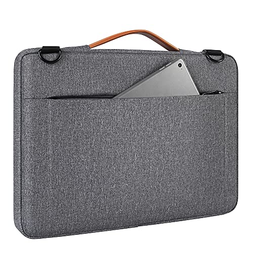 DOMISO 15-15.6 Inch Laptop Sleeve Bag Water Resistant Briefcase Messenger Shoulder Bag for ThinkPad L580/16 MacBook Pro/IdeaPad 320/Dell XPS 15/HP Envy x360/ASUS ROG Zephyrus/Acer Chromebook,Grey - color: Grey, size: 15 - 15.6 Inch