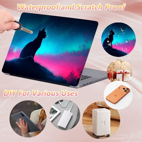 Laptop Skin Sticker Decal 12" 13" 13.3" 14" 15" 15.6",Waterproof Scratch Resistant Vinyl,Reusable Easy to Apply,for MacBook HP Dell Notebooks Netbooks Laptop,2 Wrist Pads,Cute Cat Galaxy - color: Cute Cat Galaxy