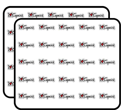 I Love Capoeira Slogan Art Decorative Scrapbooking Sticker Waterproof Vinyl Stickers for Water Bottle, Laptop & Phone Case – 50 Pack