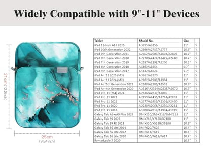 TiMOVO 9-11" Tablet Sleeve Bag Carrying Case with Strap, Cloud Peacock Blue | Fits iPad A16 11", Pad Air 11/5th & 4th 10.9", 10th Gen/10.2", Galaxy Tab A11 Plus, Multi-Pocket, Handle, Padded Protection - color: Ac-Cloud Peacock Blue, size: 9-11