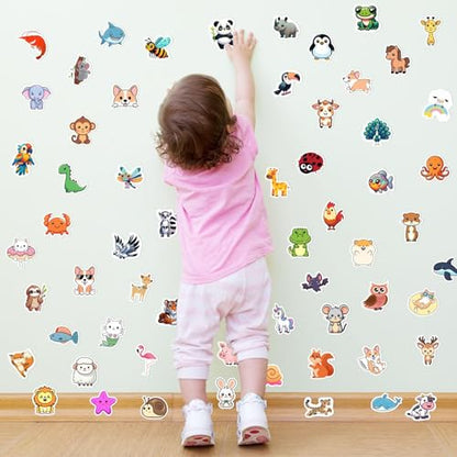 RINOLY 100 PCS Water Bottle Stickers for Kids,Waterproof Vinyl Animal Stickers for Kids,Skateboard,Laptop Stickers for Girls Boys Classroom Prizes | Vinyl Stickers Kids Girls Boys,Back to School,Classroom Prizes,Party Favors,Christmas Stocking Stuffers,Ea