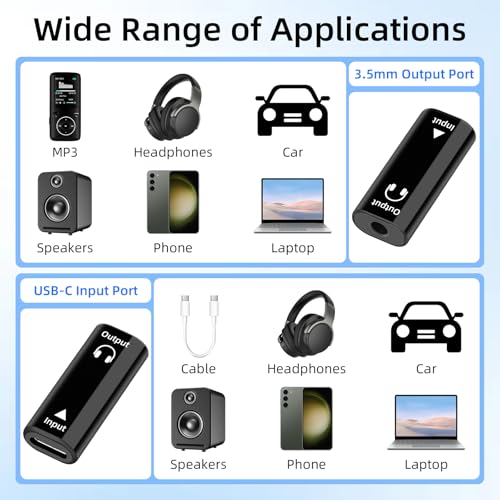 GELRHONR USB C to 3.5mm Audio Adapter, Type C Female to 1/8 "TRRS Female Headphone Jack Adapter,16Bit/48Khz High Fidelity Audio Converter for Headsets, Laptop, Phone 2Pack (USB C F to 3.5mm F) - style: USB C F to 3.5mm F