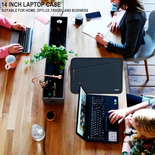 Laptop Sleeve 14 inch, Traveling Water Resistant Laptop Case with Pocket, Shockproof Protective Carrying Notebook Cover Compatible for 14 Inch MacBook Air/Pro, HP, Lenovo, Dell, ASUS, Dark Blue - color: Dark Blue, size: 14 Inch