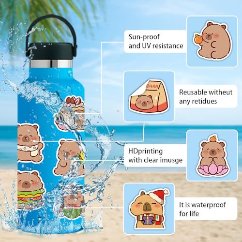 200pcs Cute Capybara Stickers Bluk.Waterproof Vinyl Stickers Pack for Water Bottle Laptop Skateboard Scrapbooking.Animal Decals Stickers Party Favors for Kids Girls Adults Teens - color: Capybara Stickers
