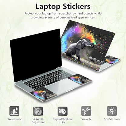 Laptop Skin Sticker Decal, Universal Reusable Vinyl Laptop Cover for 12" 13" 13.3" 14" 15" 15.4" 15.6" Notebook PC, Waterproof Scratch-Resistant with 2 Wrist Pads, Easy to Apply & Remove,Art Elephant - color: Art Elephant