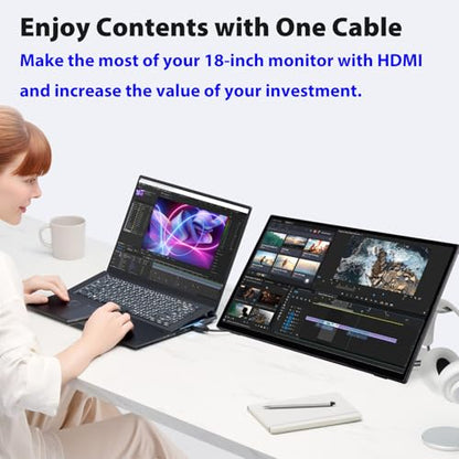 GeeekPi 18.5 inch Portable Monitor 1920x1080 IPS Touchscreen 120HZ 1080P Touch Display with HDMI USB-C, Built-in Speakers, Kickstand VESA for Xbox PS4/5 Laptop Mac PC