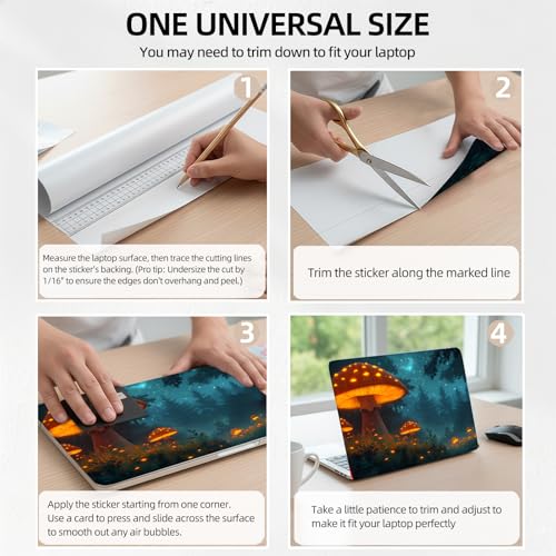 Giant Forest Magic Mushroom Universal Laptop Skin Sticker 3PCS, Protective Decal Trim-to-Fit 11.6" 13.3" 14" 15.6" Laptop Vinyl Cover, Removable Anti-Scratch Computer Decal Protector - color: Giant Forest Magic Mushroom
