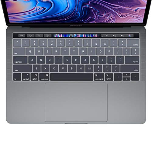 ProElife Grey Gradient Keyboard Cover Ultra Thin Keyboard Protector Skin for MacBook Pro with Touch Bar 13-inch 15-inch (Model A2159, A1989, A1990, A1706, A1707) (2019 2018 2017 2016) (Ombre Grey) | Ombre Grey, Ultra-Thin (0.26 mm), Silicone Protective Sk