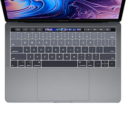 ProElife Grey Gradient Keyboard Cover Ultra Thin Keyboard Protector Skin for MacBook Pro with Touch Bar 13-inch 15-inch (Model A2159, A1989, A1990, A1706, A1707) (2019 2018 2017 2016) (Ombre Grey) | Ombre Grey, Ultra-Thin (0.26 mm), Silicone Protective Sk