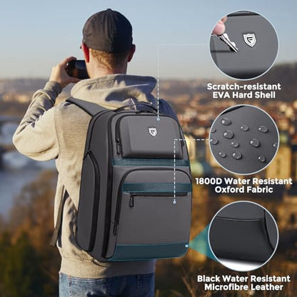 Fenree.geer Business Travel Backpack for Professionals 17 Inch Laptop, Grey | Water Resistant, Expandable, 45L Travel Backpack with USB Port, Men's Backpack for Work/College/Commuter/Business
