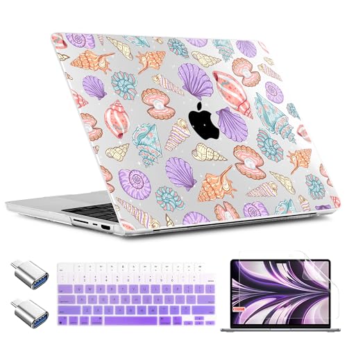 TWOLSKOO Compatible with MacBook Pro 14 inch Case M5 2026 2025-2021 Release M4 M3 M2 M1 Pro/Max Chip, Plastic Hard Shell & Keyboard Cover & USB C to USB Adapter & Screen Film, Colorful Shells - color: Colorful Shells
