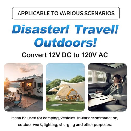 Cantonape 5000W Power Inverter 12V to 110V/120V DC to AC with LCD Display, Remote Controller 5 x AC Outlets and 4 x 3.1A USB Car Adapter for Car Truck Boat RV Solar System - size: 5000W-12V