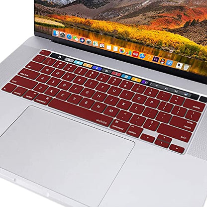 MOSISO Keyboard Cover Compatible with MacBook Pro 13 inch M2 M1 | 2023-2020 A2338 A2289 A2251&Compatible with MacBook Pro 16 2020 2019 A2141 Touch ID, Protective Silicone Skin, Marsala Red - color: Marsala Red