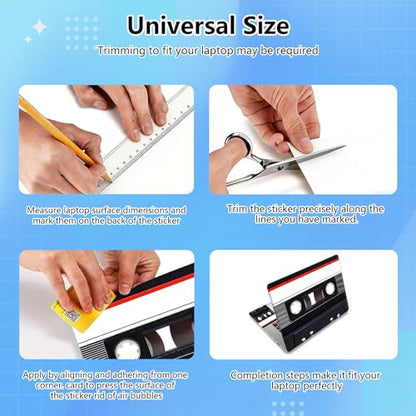 Universal Laptop Skin Sticker Decal for 11.6”12" 13" 13.3" 14" 15" 15.4" 15.6" Reusable Waterproof Scratch-Scratch Resistant Protective Vinyl Laptop Notebook Skin Stickers - Audio Cassette Tape - color: Audio Cassette Tape