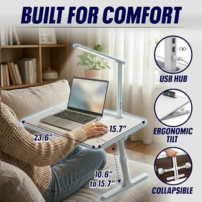 Premium LED Adjustable Lap Desk with Built-in LED Lamp