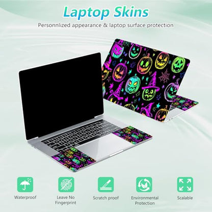 Laptop Skin Sticker Decal 12"-15.6" Universal Laptop/Notebook/Netbook Vinyl - Waterproof Scratch Resistant,Fits HP Dell Lenovo MacBook,2 Free Wrist Pads,Easy Apply & Remove,Glitter Pumpkin - color: Glitter Pumpkin