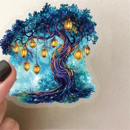 Fantasy Magic Tree Stickers Pack – 50pcs Clear Waterproof Scrapbook Decals for Journaling, Diary, Collage, Laptop, Water Bottle, Planner, Aesthetic Nature Forest Tree of Life Sticker (Colourful-B1) - color: Colourful-b1