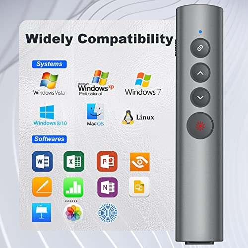 Rechargeable Hyperlink Presentation Clickers for PowerPoint, USB-C/A Presentations Power Point Remote Clicker, Wireless Presenter Remote for Computer/Mac/PPT/Google Slide Advancer - style: Metal 01 Red Laser