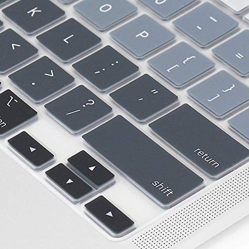 ProElife Keyboard Cover for MacBook Air 13-Inch with Touch ID A2337 M1 | Ombre Gray, U.S. Layout, Non-interference Design for ID Key, Dust-Resistant, Silicone Protective Skin, Washable & Reusable - color: Ombre Gray