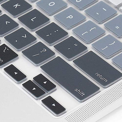 ProElife Keyboard Cover for MacBook Air 13-Inch with Touch ID A2337 M1 | Ombre Gray, U.S. Layout, Non-interference Design for ID Key, Dust-Resistant, Silicone Protective Skin, Washable & Reusable - color: Ombre Gray