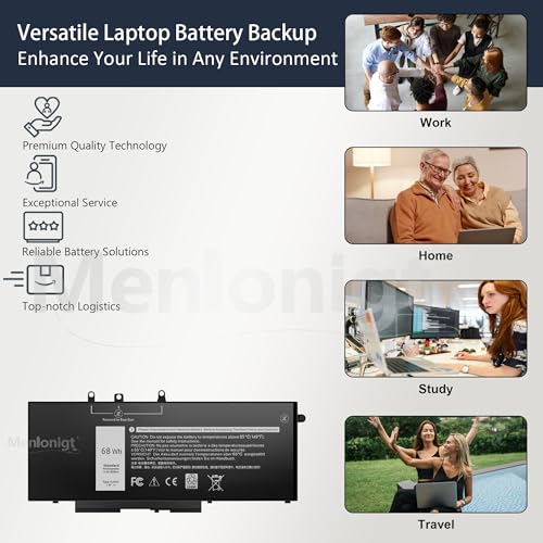 New 68Wh GJKNX Laptop Battery Replacement for Dell Latitude 5490 5480 5580 5590 5280 5288 5488 5591 5491 5495 E5480 E5580 E5490 E5590 Precision 15 3520 3530 Series Fits GD1JP DY9NT 5YHR4 451-BBZG 7.6V - size: 9.13 x 3.75 x 0.5 inches GJKNX BATTERY