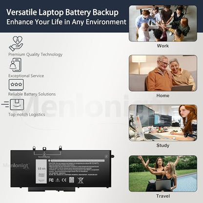 New 68Wh GJKNX Laptop Battery Replacement for Dell Latitude 5490 5480 5580 5590 5280 5288 5488 5591 5491 5495 E5480 E5580 E5490 E5590 Precision 15 3520 3530 Series Fits GD1JP DY9NT 5YHR4 451-BBZG 7.6V - size: 9.13 x 3.75 x 0.5 inches GJKNX BATTERY