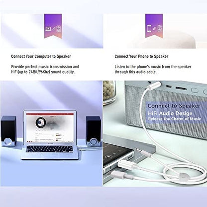 3in1USB C to 3.5mm AudioCable for iPhone/Samsung,Car Stereo,Headset,Speaker | Compatible with iPhone17 16 15 14 13 12 11 XS XR X 8 7 iPad Pro, Samsung Galaxy S23 S22 S21 Ultra