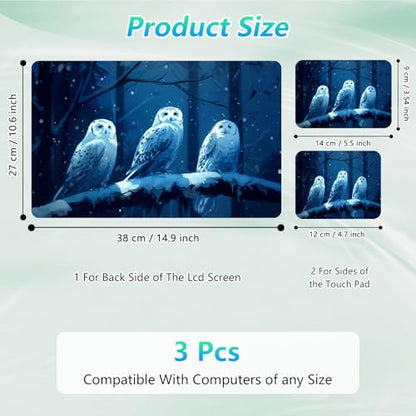 Laptop Skin Sticker Decal 12"-15.6" Universal Laptop/Notebook/Netbook Vinyl - Waterproof Scratch Resistant,Fits HP Dell Lenovo MacBook,2 Free Wrist Pads,Easy Apply & Remove,Cute Cartoon Owl - color: Cute Cartoon Owl