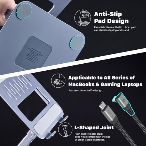 ADAM ELEMENTS Hub Stand Ultra - 6-in-1 Magnetic Detachable USB-C Hub & Ergonomic Laptop Stand, Foldable 4K HDMI Docking Station for MacBook Pro/Air M4 M3 M2 M1, iPad & 17" Laptops - color: Gray