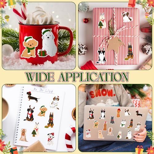 CNhoqc Christmas Dog Sticker Roll - 1000Pcs Cartoon Christmas Dog Waterproof Vinyl Reusable Laptop Sticker Coloring Book Scrapbook Water Bottle Page Activity Pad Winter Party Favor Skateboard Giftwrap - style: Christmas Dog