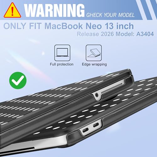 May Chen for MacBook Neo Case 13 inch 2026 | 100% Match Official Color | Pattern Printing, Anti-Crack & Scratch & Fingerprint | Protective Hard Shell Cases Laptop Model A3404, Black - White Polka dot - color: Black - White Polka dot