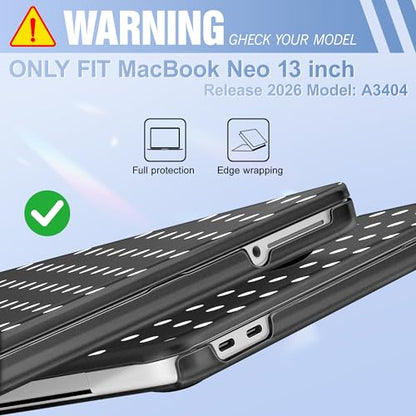 May Chen for MacBook Neo Case 13 inch 2026 | 100% Match Official Color | Pattern Printing, Anti-Crack & Scratch & Fingerprint | Protective Hard Shell Cases Laptop Model A3404, Black - White Polka dot - color: Black - White Polka dot