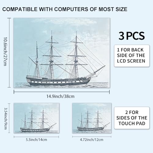 3Pcs Ship Series Laptop Skin Sticker Universal Removable Vinyl Stickers Fits for 12.1 13 14 15.6 16 Inch Waterproof Notebook Decal Cover Gift - style: boat