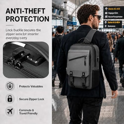Sling Bag Large Capacity: Crossbody Bag for Men Fits 15.6 Inch Laptop A4 Files with Anti Theft USB Port - color: 39-grey