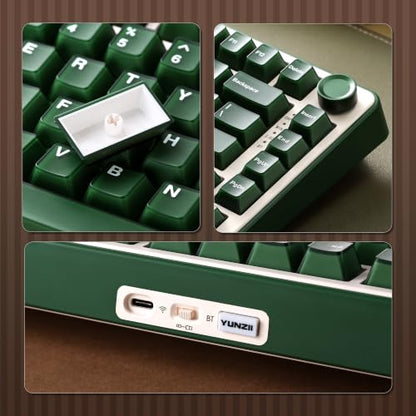 YUNZII B75 PRO Wireless Mechanical Gaming Keyboard | Custom 75% Layout with Knob,Gasket Mount,Hot Swap,Creamy Pre-lubed Switch,BT/USB-C/2.4G(Olive Green, Milk Switch) - color: Olive Green, size: Milk Switch