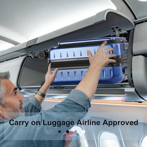CENSIEN Expandable 20" Carry On Luggage Airline Approved with Front Pocket | Front Opening with Laptop Pocket,Lightweight ABS+PC Hard Shell Suitcases,360° Spinner Wheels,TSA Lock,YKK Zipper,Blue - color: Navy Blue, size: 20 Inch EXT