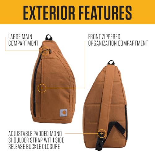 Carhartt Durable Sling Bag, Crossbody Backpack with Side Release Buckle, Tablet Sleeve and Adjustable Strap, Black - color: Crossbody Backpack (Black)