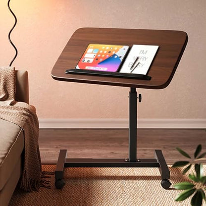 Hospital Bed Table On Wheels Adjustable Movable and Adjustable Bedside Table with Stopper Reversible C-Shaped Sofa Office Side Table for Living Room, Hospital(Black,60x40cm) - color: Black, size: 60x40cm