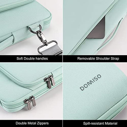 DOMISO 14 inch Laptop Case Sleeve Protective Cover Compatible with MacBook Air 15 M4 M3 M2,MacBook Pro,14-15 inch HP Dell ASUS Lenovo Chromebook,Waterproof Computer Bag with Shoulder Strap,Mint Green - color: Mint Green, size: 14 inch