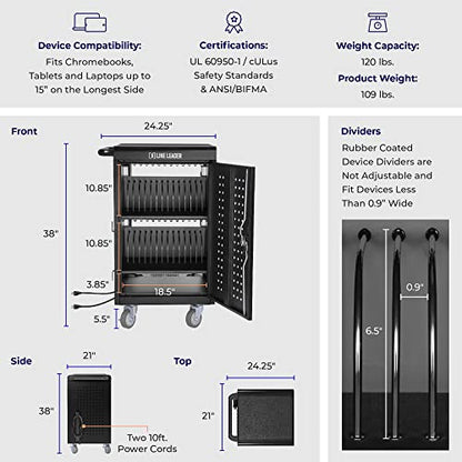 3-Pack | Line Leader 30 Unit Mobile Charging Cart with Locking Cabinets | UL Safety-Certified Charging Station for 30 Tablets, Laptops or Chromebooks | ANSI/BIFMA Standard Laptop Cart & Storage Cart - size: 3 PACK - 30 Tablet/Chromebook