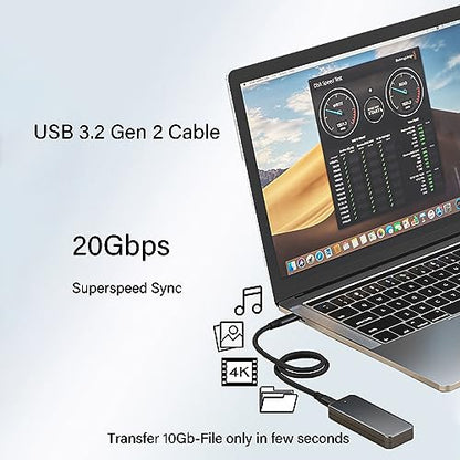 Pocxwa USB-C to USB-C 3.2 Gen 2x2 Video Cable, 240W USBC Charger Cord 6.6Ft | 4K@144HZ, 20Gbps Data Sync, Compatible with MacBook Pro, Dell, LG, ARZOPA, KYY Portable Monitor, Smartphone Tablets & Laptop - size: 6.6Ft