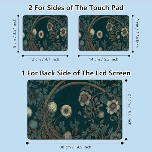 Universal Laptop Skin Sticker with 2 Wrist Pad Skins, Waterproof Scratch Resistant Vinyl Laptop Cover Decal, Cut to Fit for 11–15.6 Inch MacBook HP Dell Lenovo, Blue Flowers - color: Blue Flowers