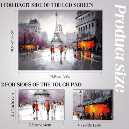 SUPERDANT 3 Pcs Laptop Skin Sticker Cover Decal Paris Street PVC Waterproof Scratch-Resistant Trim-to-Fit for 12-15.6 Inch Notebook Wrap Personalize Set Gift 14.9x10.6in - style: Paris Street