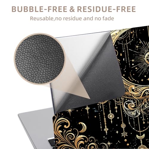 Universal Laptop Skin Sticker for 12/13/14/15.6 Inch Laptops, Reusable Vinyl Laptop Decal Cover, Waterproof Scratch Resistant Notebook Skin with 2 Wrist Pads,Golden Moon - color: Golden Moon