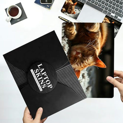 Universal Laptop Skin Sticker with 2 Wrist Pad Decals, 3-Piece Removable Vinyl Laptop Cover, Sleep Cat Waterproof Anti-Scratch, Easy-Trim Fit for 13.3" 14" 15.6" Laptops - color: Sleep Cat